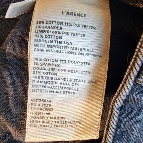 L'AGENCE Highline High Rise Distressed Jeans in Vintage Grey Destruct, Size 29 - Picture 11 of 12